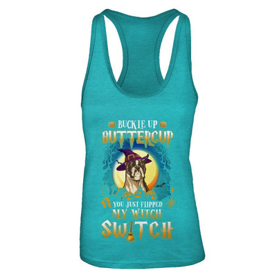 Buckle Up Buttercup Halloween Witch Boxer Costume-T-Shirt & Tank Top-Women's Ideal Racerback Tank-Tahiti Blue