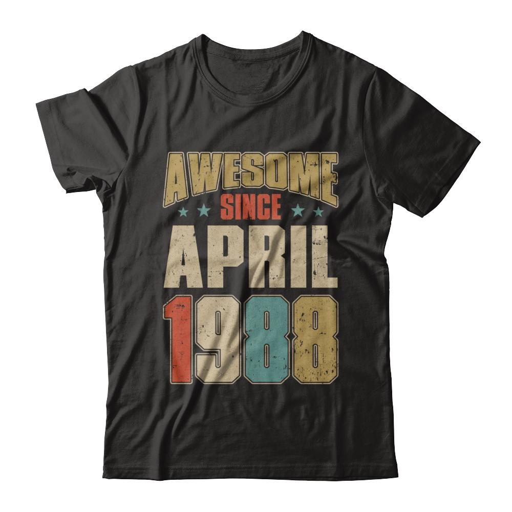 Vintage Retro Awesome Since April 1988 33th Birthday-T-Shirt & Hoodie-Premium T-Shirt-Black