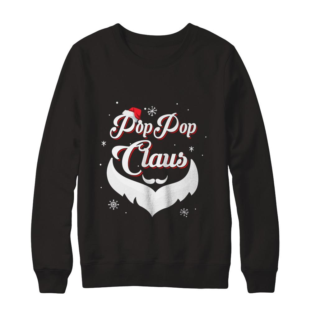 Santa Beard Matching Christmas Pajamas Poppop Claus-T-Shirt & Sweatshirt-Crewneck Sweatshirt-Black