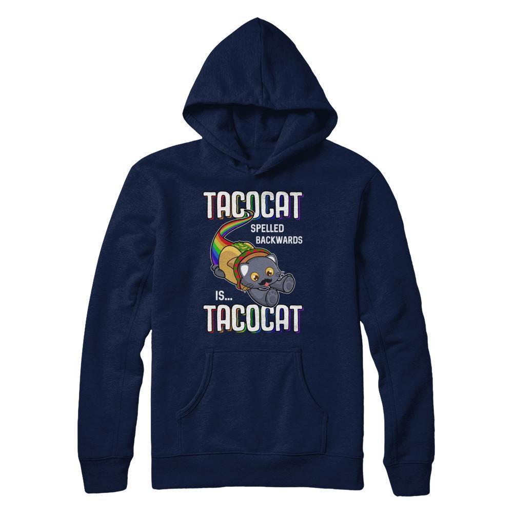 Funny Taco Cat Tacocat Spelled Backwards Is Tacocat Cat-T-Shirt & Hoodie-Pullover Hoodie-Navy