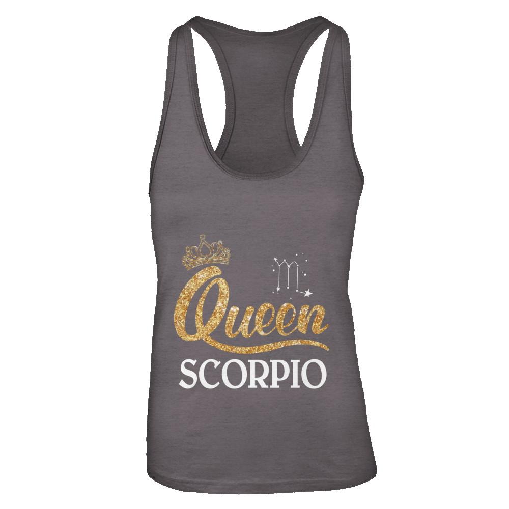 Queen Scorpio Zodiac October November Birthday Gift-T-Shirt & Tank Top-Women's Ideal Racerback Tank-Dark Grey