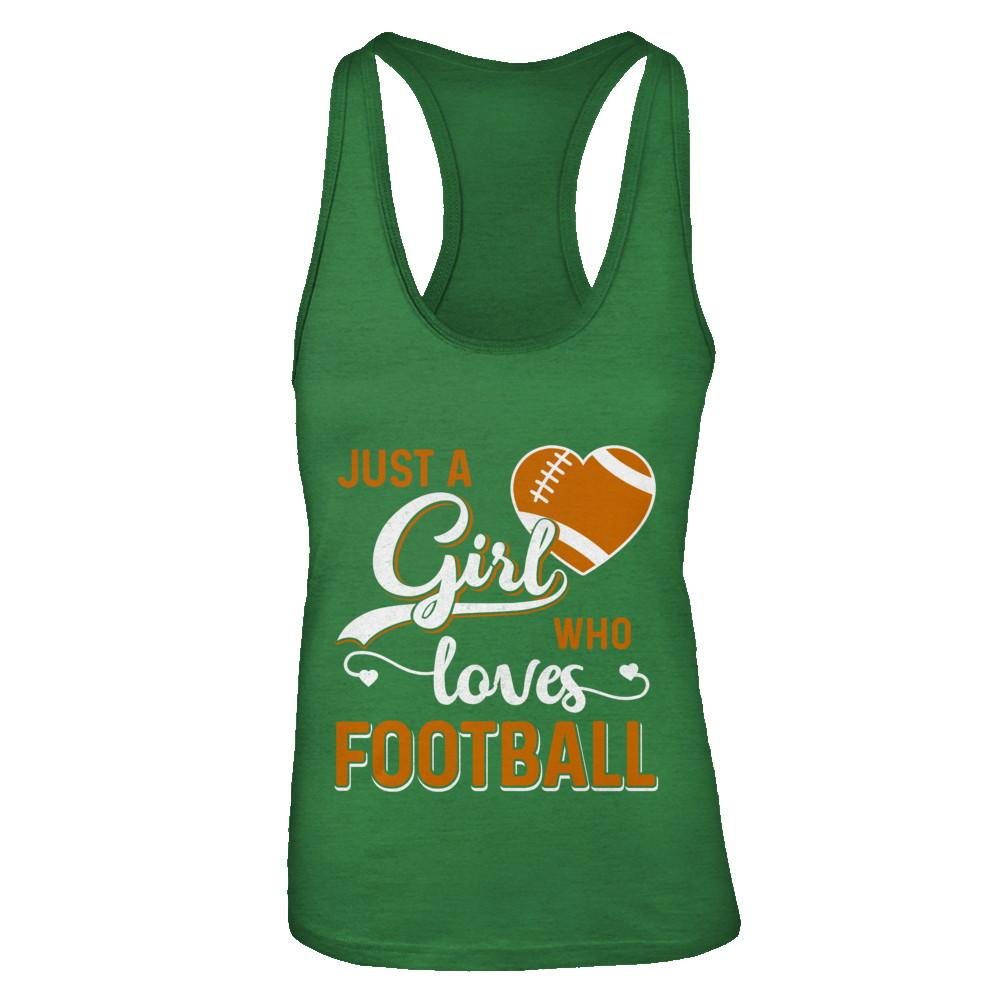 Just A Girl Who Loves Football-T-Shirt & Tank Top-Women's Ideal Racerback Tank-Kelly Green