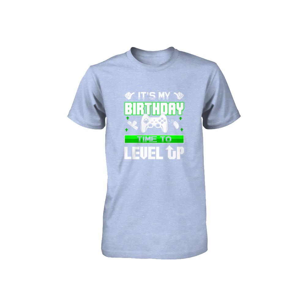 It's My Birthday Time To Level Up Youth-Youth Shirt-Youth T-Shirt-Blue Triblend