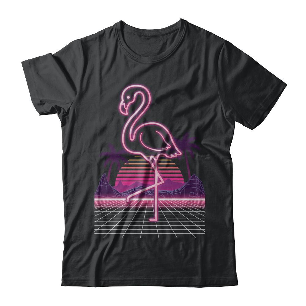 80s Retro Neon Sign Pink Flamingo Bird