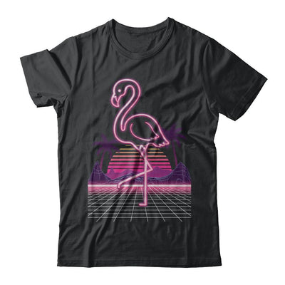 80s Retro Neon Sign Pink Flamingo Bird-T-Shirt & Hoodie-Classic T-Shirt-Black