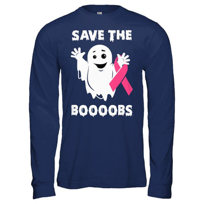 Halloween Save The Boobs Breast Cancer Awareness-T-Shirt & Hoodie-Long Sleeve T-Shirt-Navy