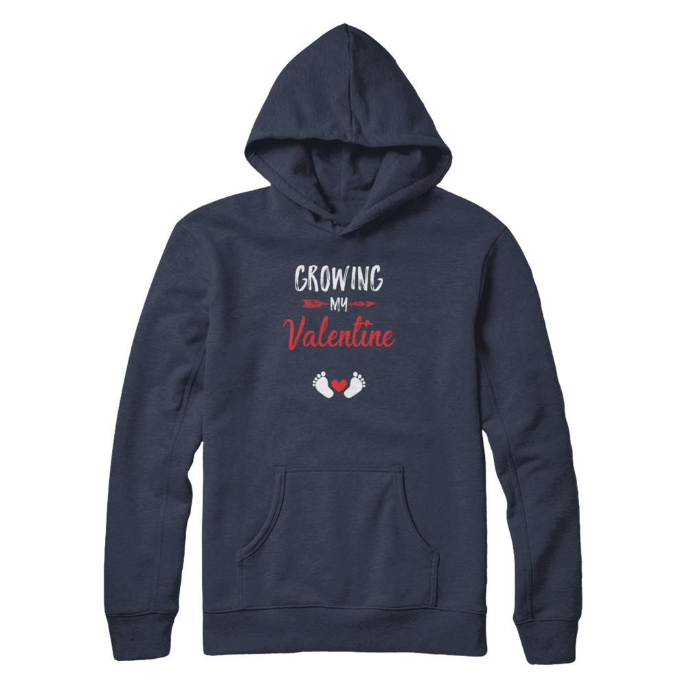 Growing My Valentine Mom Pregnancy Gifts-T-Shirt & Tank Top-Pullover Hoodie-Navy