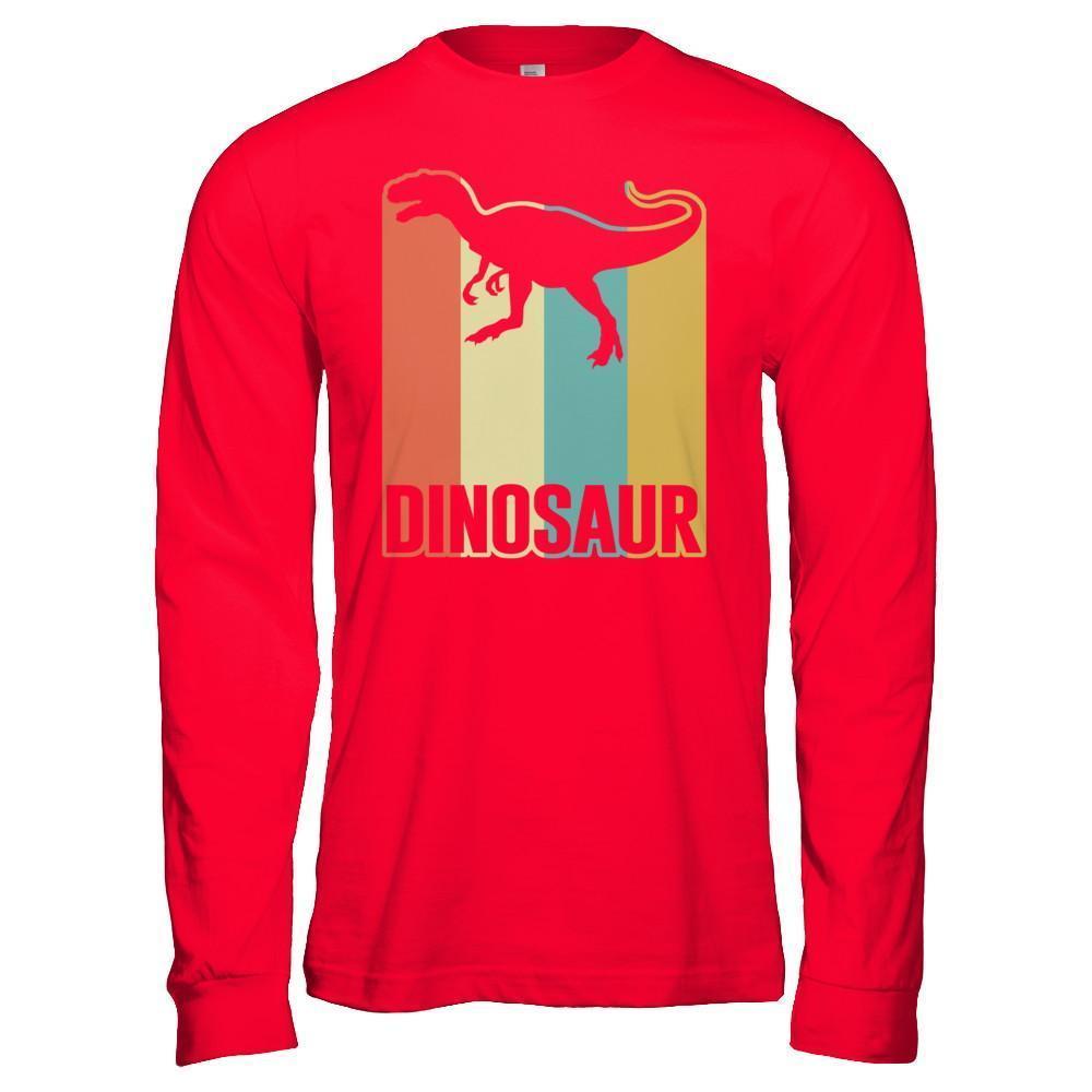 Classic Vintage Retro Style Dinosaur-T-Shirt & Hoodie-Long Sleeve T-Shirt-Red