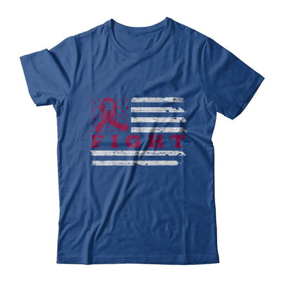 Fight Burgundy Ribbon US Flag Multiple Myeloma Awareness-T-Shirt & Hoodie-Classic T-Shirt-Royal