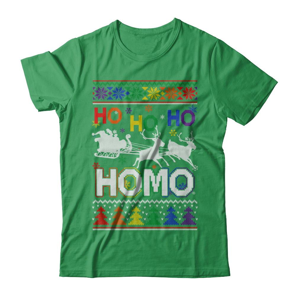 Ho Ho Ho Homo Santa LGBT Gay Ugly Christmas Sweater-T-Shirt & Sweatshirt-Premium T-Shirt-Kelly Green
