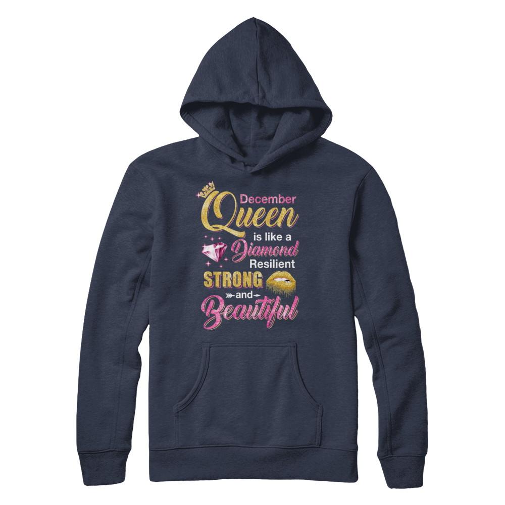 December Girls Queen Is Diamond Strong Beautiful-T-Shirt & Hoodie-Pullover Hoodie-Navy