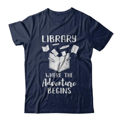 Library Where The Adventure Begins Funny Read Book-T-Shirt & Hoodie-Classic T-Shirt-Navy