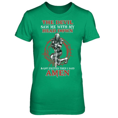 Warrior Woman The Devil Saw Me My Head Down Excited Said Amen-T-Shirt & Hoodie-Women's T-Shirt-Irish Green