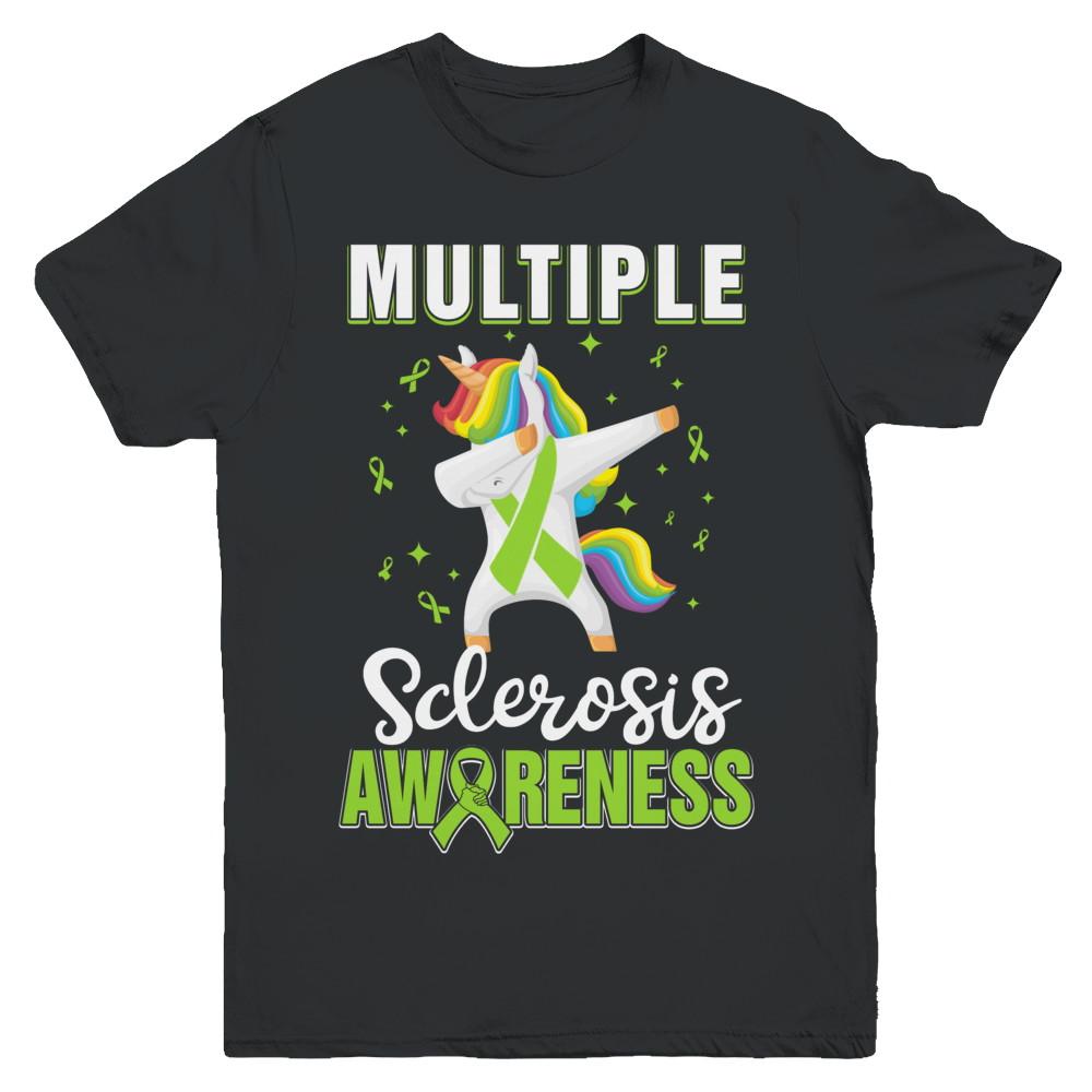 Inspirational Multiple Sclerosis Awareness Unicorn Support Youth-Youth Shirt-Youth T-Shirt-Black