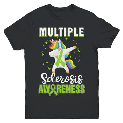 Inspirational Multiple Sclerosis Awareness Unicorn Support Youth-Youth Shirt-Youth T-Shirt-Black