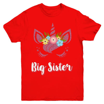 Unicorn Big Sister I'm Going To Be A Big Sister Youth-Youth Shirt-Youth T-Shirt-Red