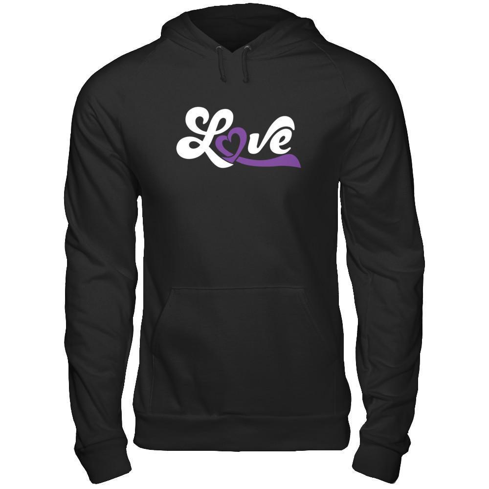 Love Purple Awareness Ribbon-T-Shirt & Hoodie-Pullover Hoodie-Black