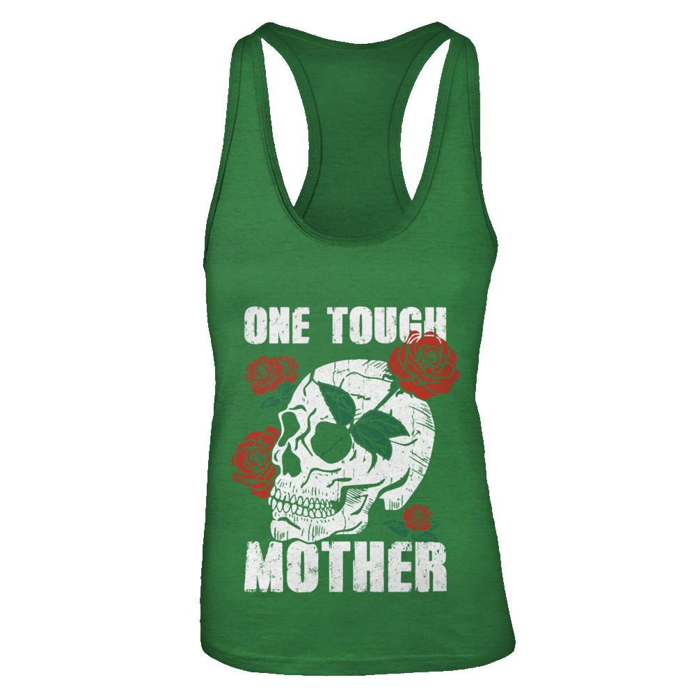 One Tough Mother Skull Rose-T-Shirt & Tank Top-Women's Ideal Racerback Tank-Kelly Green