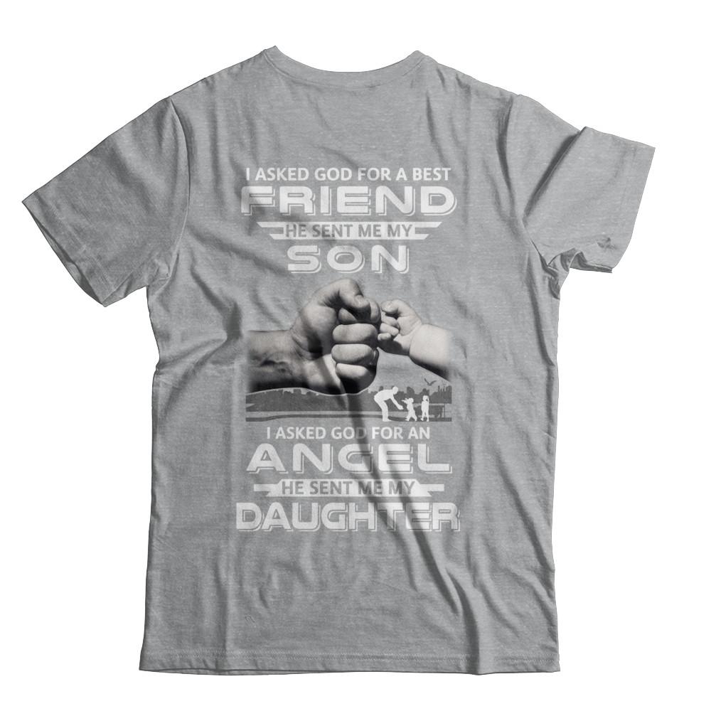 I Asked God For A Best Friend He Sent Me My Son And Angel Daughter-T-Shirt & Hoodie-Classic T-Shirt-Sport Grey