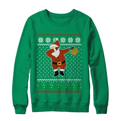 Dabbing Santa Basketball Ugly Sweater Christmas-T-Shirt & Sweatshirt-Crewneck Sweatshirt-Irish Green