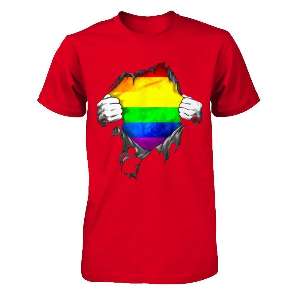Rainbow Lesbian Gay Pride LGBT Super Stronger-T-Shirt & Hoodie-Premium T-Shirt-Red