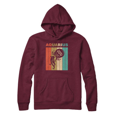 Vintage Aquarius Zodiac January February Birthday Gift-T-Shirt & Hoodie-Pullover Hoodie-Maroon