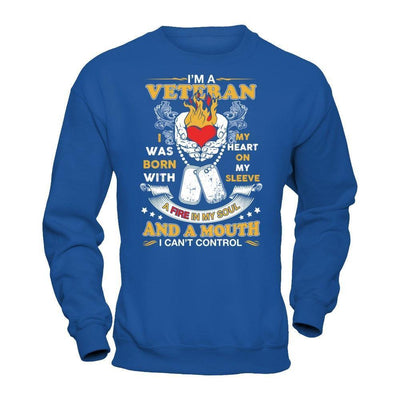 I'm A Veteran I Was Born With My Heart On My Sleeve-T-Shirt & Hoodie-Crewneck Sweatshirt-Royal