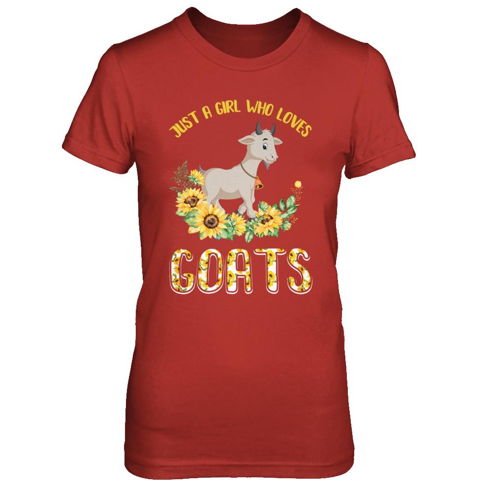 Just A Girl Who Loves Goats And Sunflowers-T-Shirt & Hoodie-Women's T-Shirt-Red
