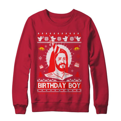 Jesus Birthday Boy Ugly Christmas Sweater-T-Shirt & Sweatshirt-Crewneck Sweatshirt-Red