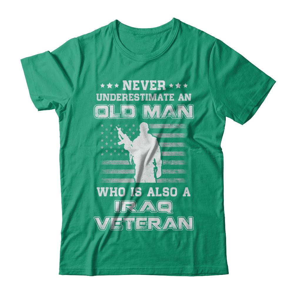 Never Underestimate An Old Man Iraq Veteran-T-Shirt & Hoodie-Classic T-Shirt-Kelly Green