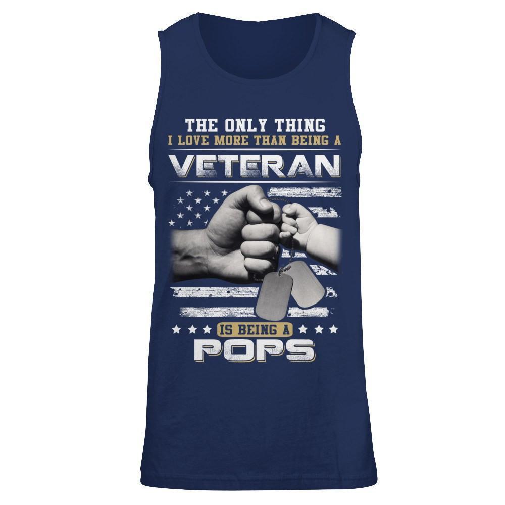 I Love More Than Being A Veteran Is Being A Pops-T-Shirt & Hoodie-Unisex Tank-Navy
