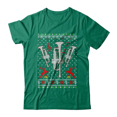 Santa Trumpet Ugly Christmas Sweater Gifts-T-Shirt & Sweatshirt-Classic T-Shirt-Kelly Green