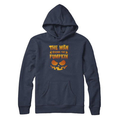 The Man Behind The Pumpkin Funny Pregnant Halloween-T-Shirt & Tank Top-Pullover Hoodie-Navy