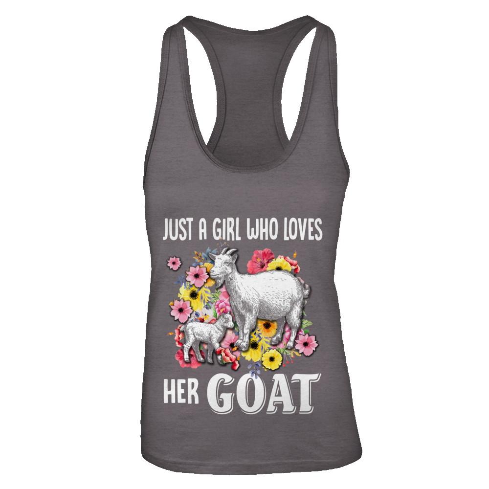 Just A Girl Who Loves Her Goat-T-Shirt & Tank Top-Women's Ideal Racerback Tank-Dark Grey