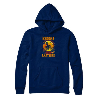 Brooms Are For Amateurs Funny Halloween Bicycle-T-Shirt & Tank Top-Pullover Hoodie-Navy