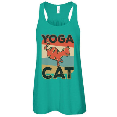Classic Vintage Retro Yoga Cat Funny-T-Shirt & Tank Top-Women's Flowy Racerback Tank-Kelly