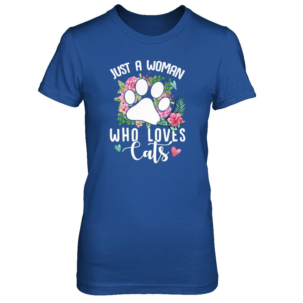 Just A Woman Who Loves Cats-T-Shirt & Tank Top-Women's T-Shirt-Royal