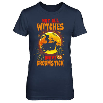 Not All Witches Drive Broom Funny Halloween Biker-T-Shirt & Sweatshirt-Women's T-Shirt-Navy