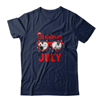 July In Christmas Santa Hat Sunglasses Summer Vacation-T-Shirt & Tank Top-Classic T-Shirt-Navy