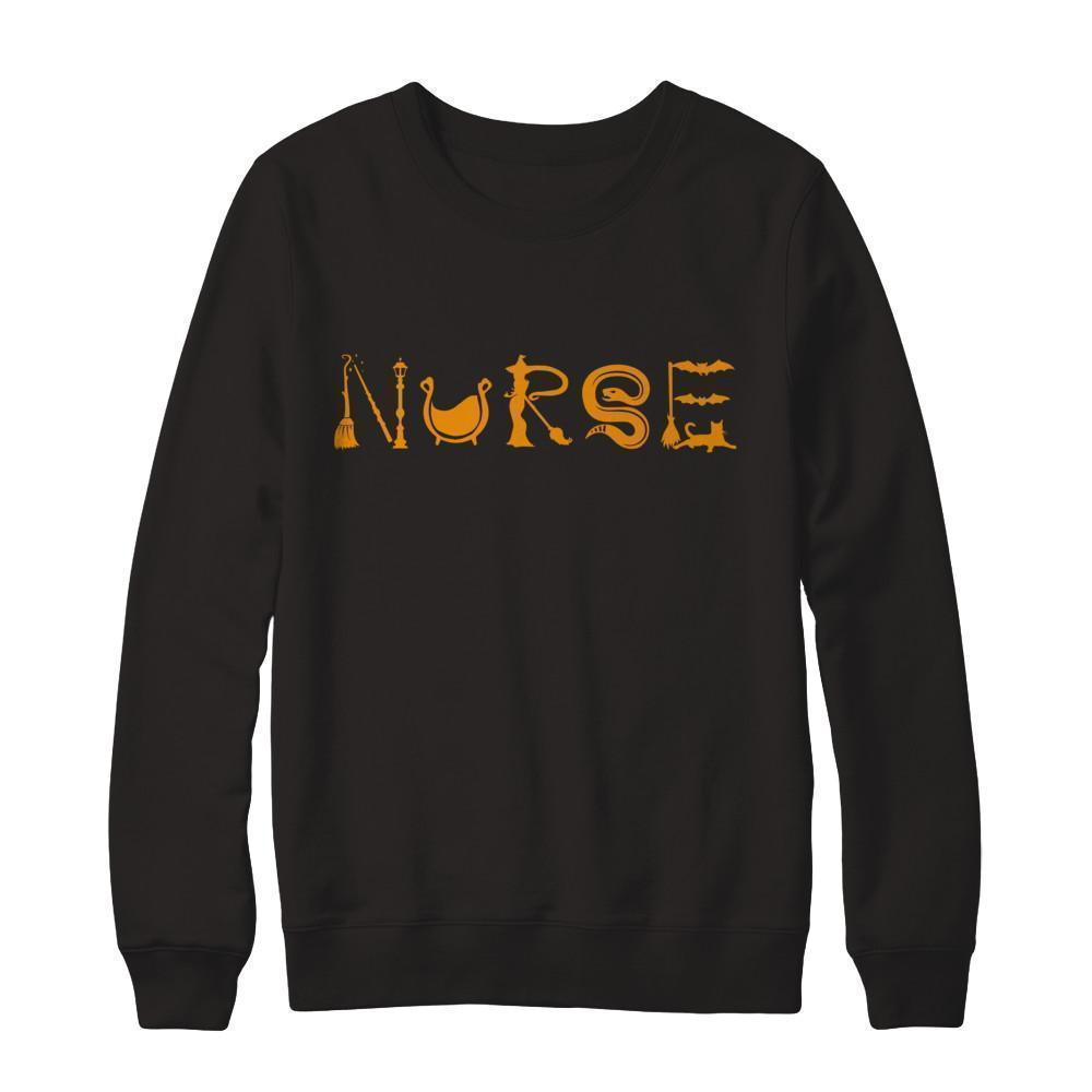 Funny Nurse Halloween-T-Shirt & Sweatshirt-Crewneck Sweatshirt-Black