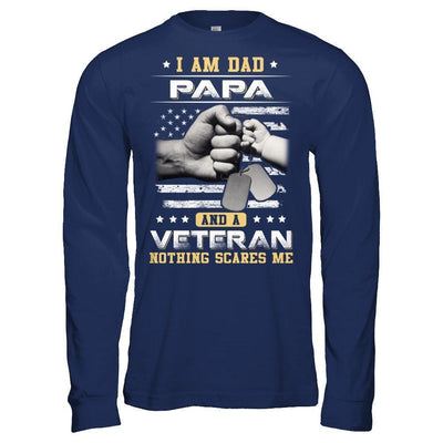 I'm A Dad Papa And A Veteran Nothing Scares Me-T-Shirt & Hoodie-Long Sleeve T-Shirt-Navy