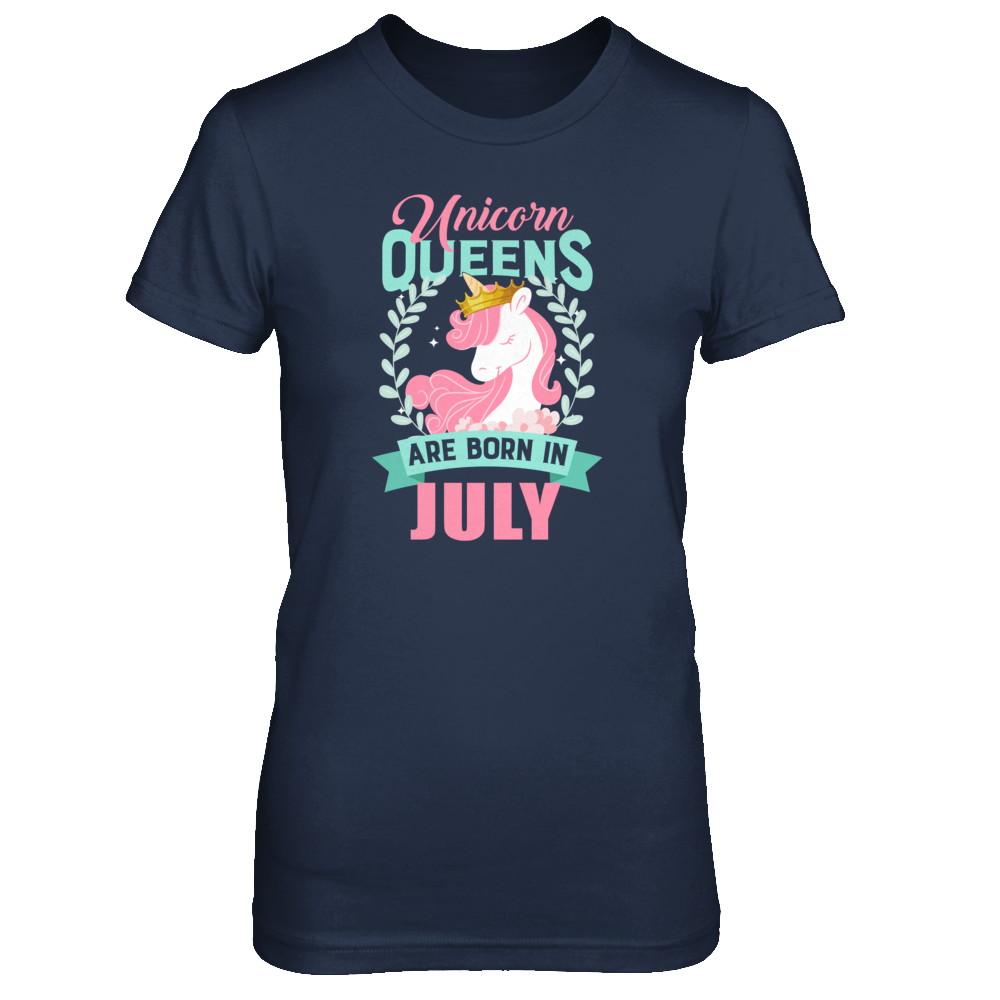 Unicorn Queens Are Born In July Birthday Gift-T-Shirt & Tank Top-Women's T-Shirt-Navy