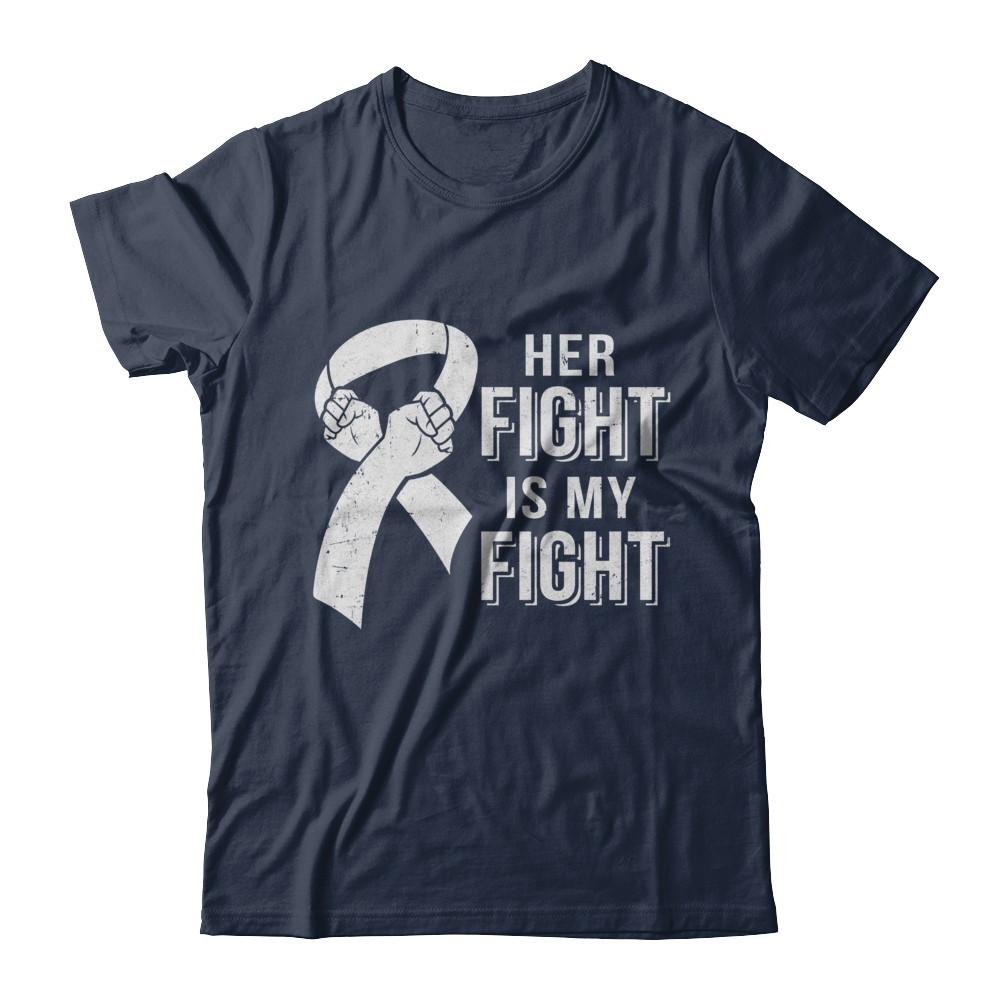 Her Fight Is My Fight Lung Cancer Clear Awareness-T-Shirt & Hoodie-Classic T-Shirt-Navy