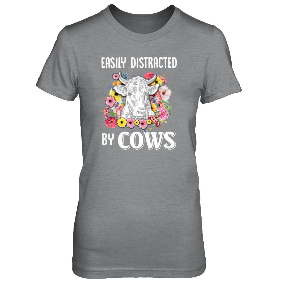 Easily Distracted By Cows-T-Shirt & Tank Top-Women's T-Shirt-Sport Grey