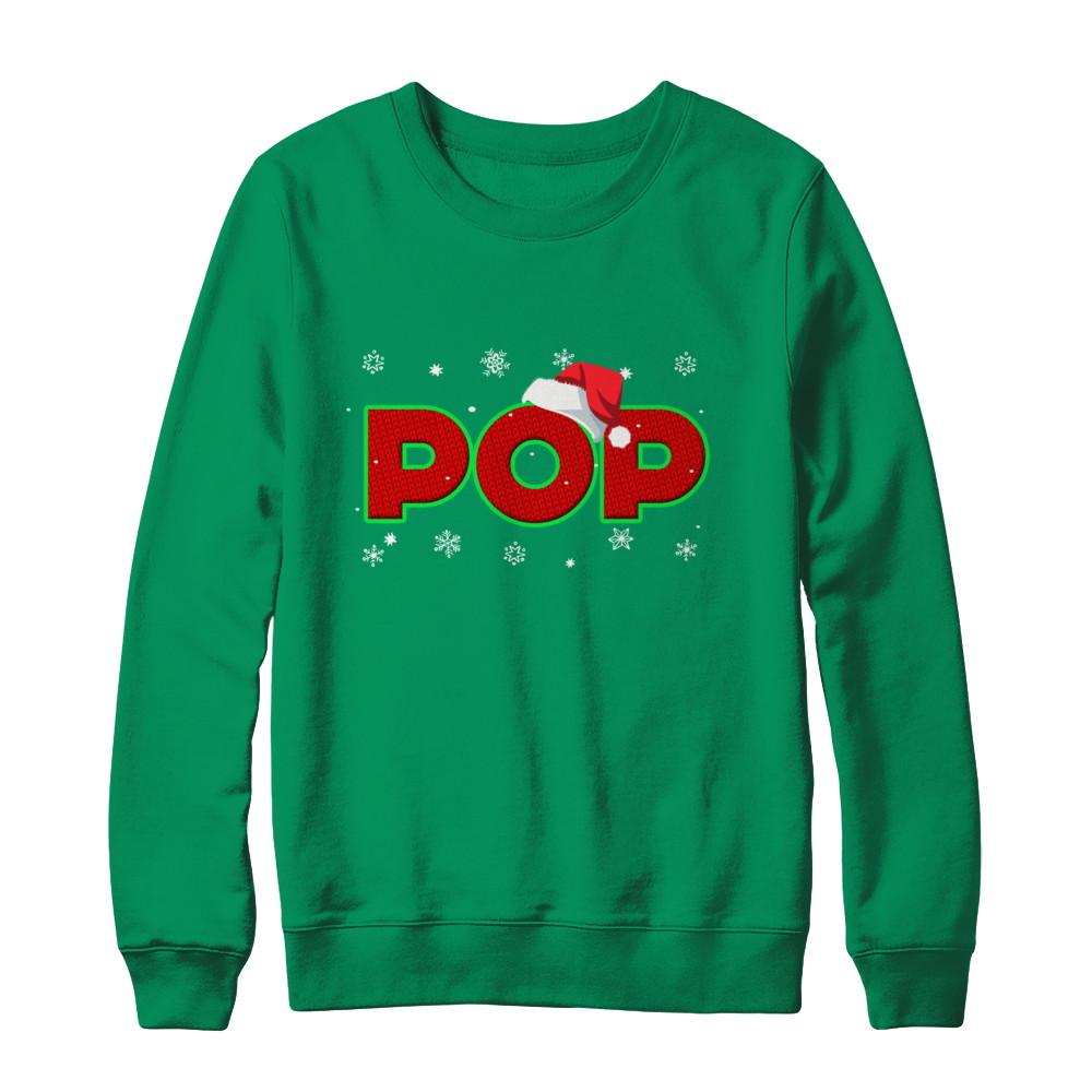 Pop Christmas Santa Ugly Sweater Gift-T-Shirt & Sweatshirt-Crewneck Sweatshirt-Irish Green