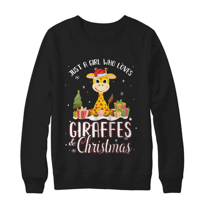 Just A Girl Who Loves Giraffes And Christmas-T-Shirt & Sweatshirt-Crewneck Sweatshirt-Black