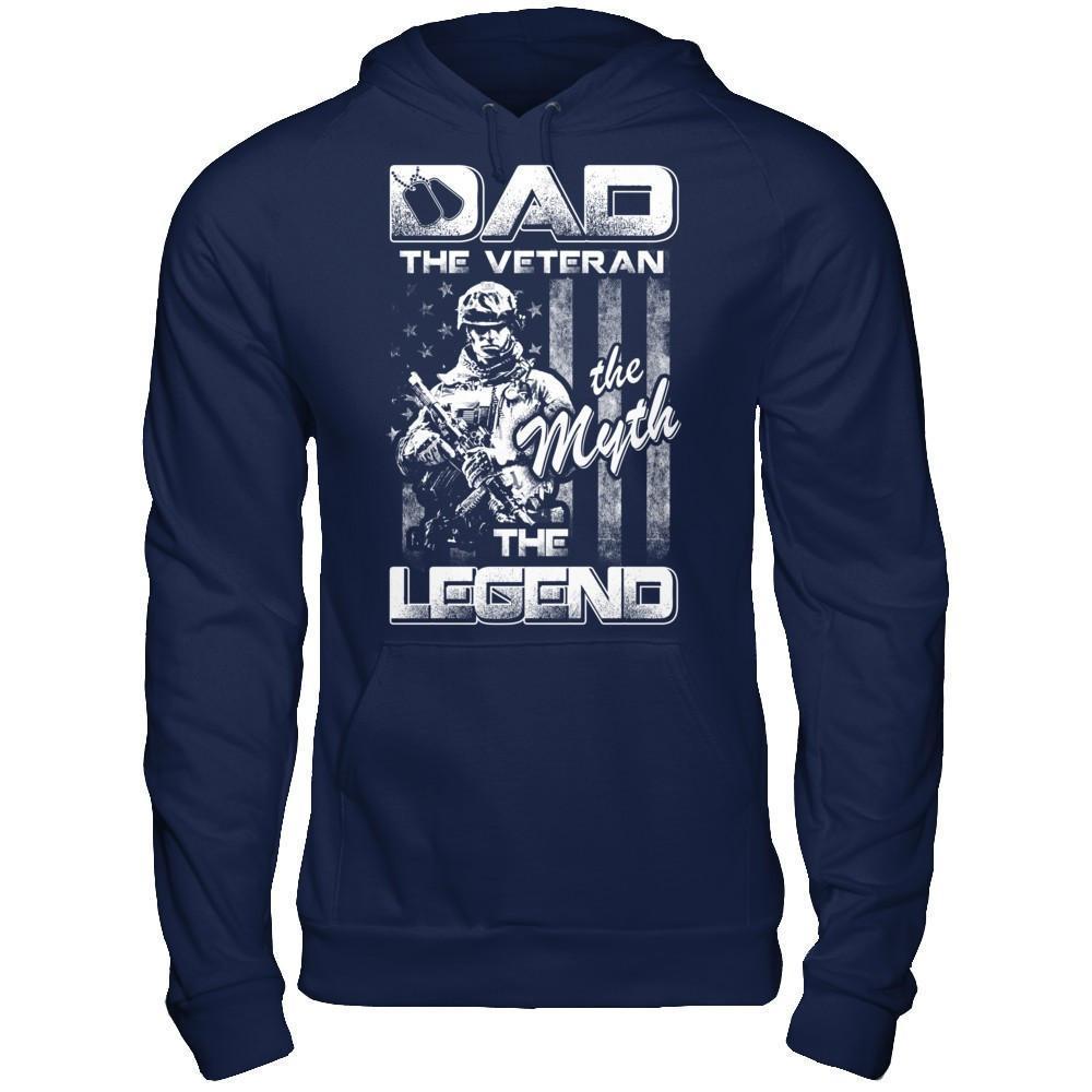 Dad The Veteran The Myth The Legend-T-Shirt & Hoodie-Pullover Hoodie-Navy