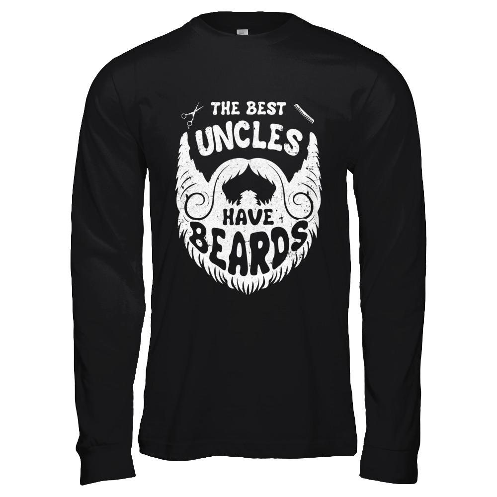 The Best Uncles Have Beards Bearded Uncle-T-Shirt & Hoodie-Long Sleeve T-Shirt-Black