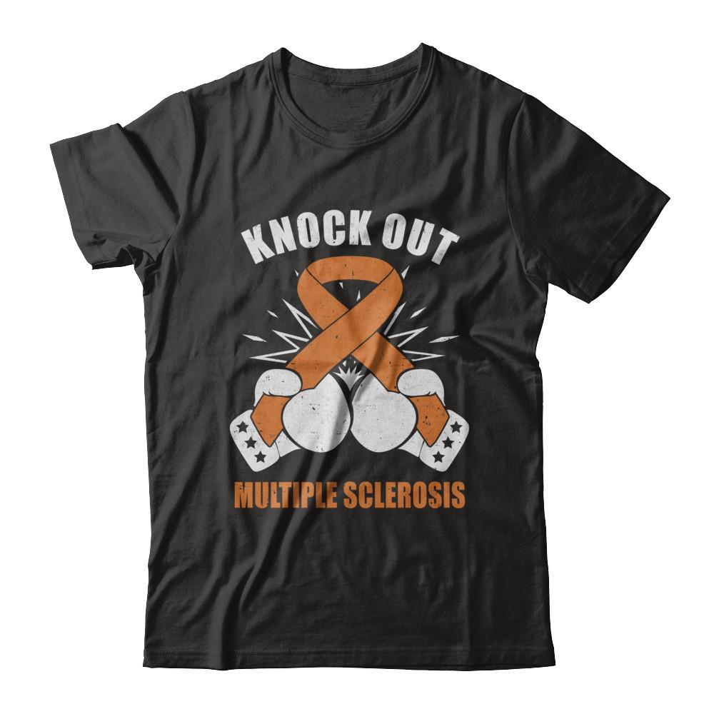 Boxing knock out Multiple Sclerosis Awareness Support-T-Shirt & Hoodie-Classic T-Shirt-Black