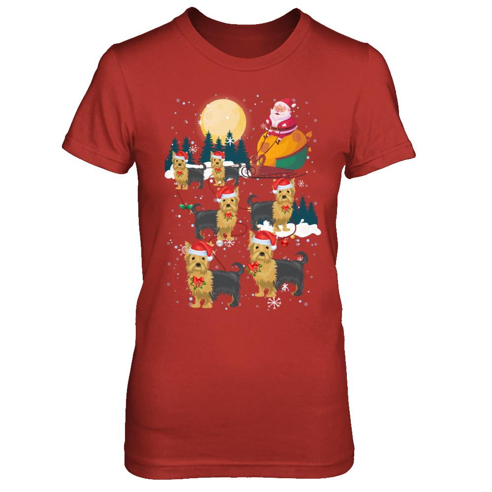 Dog Reindeer Yorkie Christmas Gift-T-Shirt & Sweatshirt-Women's T-Shirt-Red